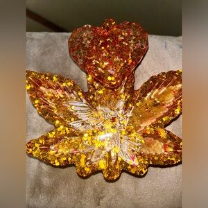Red/Gold Bird Ashtray With Little Heart(Love Yourself)